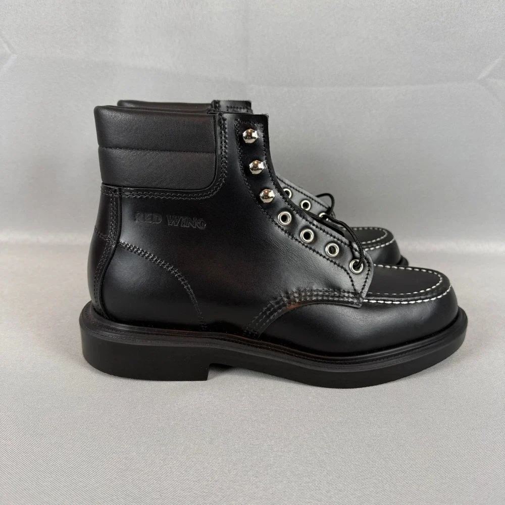 Red Wing Heritage Supersole Boots Mens 7 E Black Leather Moc Toe 8133 USA NIB